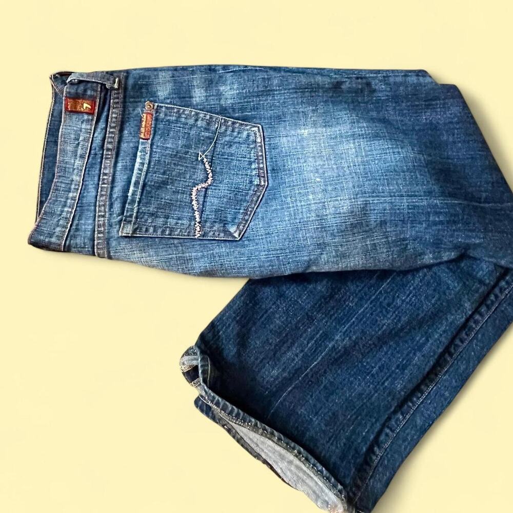 7 For All Mankind Vintage Flare Jeans with Pink Rhinestone Detail